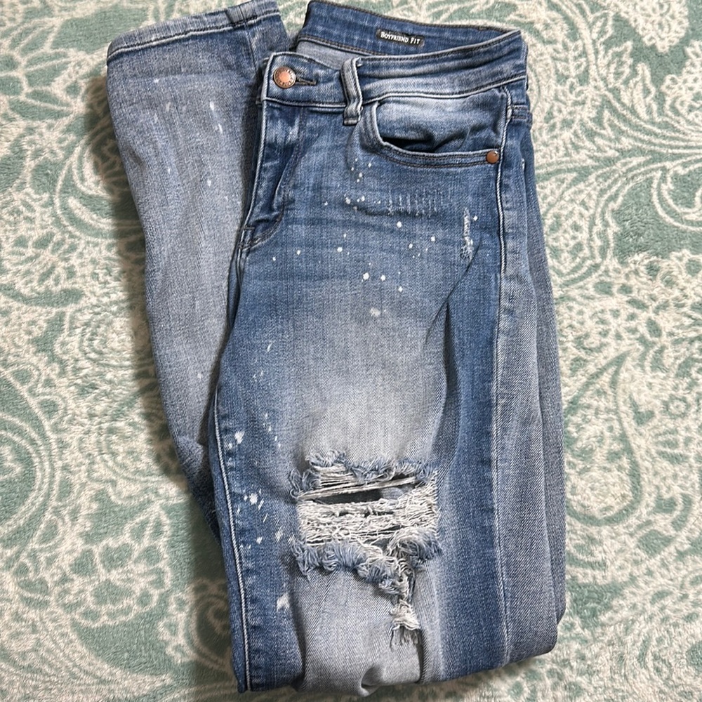 Judy Blue boyfriend paint splattered jeans